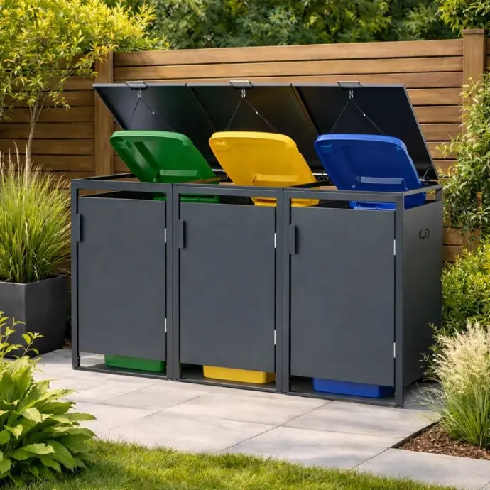 Kliko ombouw - 3 containers - grijs 7016