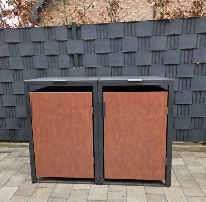 Kliko ombouw - 2 containers - 'roest look'